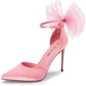 image:imageDREAM PAIRS Womens High Heels Strappy Closed Toe Stiletto Pointed Toe Mesh Bows Ankle Strap DOrsay Sexy Dress Wedding Party Pumps ShoesPink