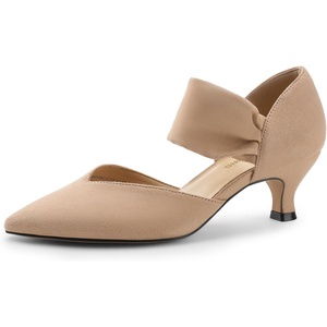 image:imageDREAM PAIRS Womens Kitten Heels Low Pumps Shoes Pointed Closed Toe Slip on Dress Work Bridal Party WeddingNude