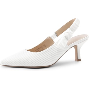 image:imageDREAM PAIRS Womens Kitten Heels Slingback Closed Toe Low Pumps Dress Bridal Elegant Wedding Casual ShoesWhite