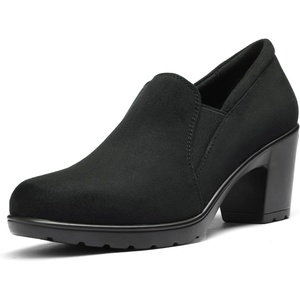 image:imageDREAM PAIRS Womens Low Chunky Block Heels Pumps Comfortable Slipon Heeled Loafers Dress Work Shoes for Office Business LOLABlackSuede