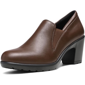 image:imageDREAM PAIRS Womens Low Chunky Block Heels Pumps Comfortable Slipon Heeled Loafers Dress Work Shoes for Office Business LOLADark Brown