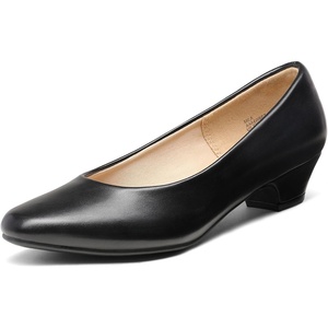 image:imageDREAM PAIRS Womens Mila Low Chunky Heel Pump ShoesBlackPu