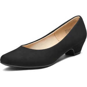image:imageDREAM PAIRS Womens Mila Low Chunky Heel Pump ShoesBlackSuede
