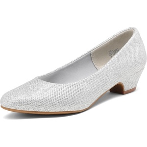 image:imageDREAM PAIRS Womens Mila Low Chunky Heel Pump ShoesSilverGlitter