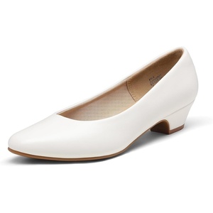 image:imageDREAM PAIRS Womens Mila Low Chunky Heel Pump ShoesWhitePu