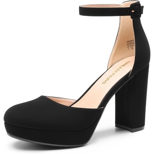 image:imageDREAM PAIRS Womens Platform Chunky High Heels Closed Toe Block Ankle Strap Dress Bridal Party Wedding ShoesBlacknubuck