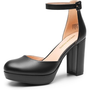 image:imageDREAM PAIRS Womens Platform Chunky High Heels Closed Toe Block Ankle Strap Dress Bridal Party Wedding ShoesBlackpu