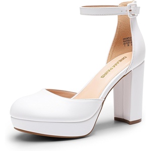 image:imageDREAM PAIRS Womens Platform Chunky High Heels Closed Toe Block Ankle Strap Dress Bridal Party Wedding ShoesWhite