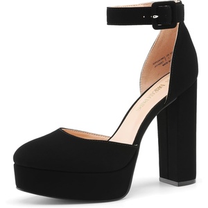 image:imageDREAM PAIRS Womens Platform High Chunky Heels Closed Toe Block Ankle Strap Dress Buckle Round Toe Wedding Party Comfortable Pumps ShoesBlacknubuck