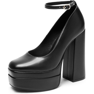 image:imageDREAM PAIRS Womens Platform High Heels Closed Toe Chunky Block Pumps Square Toe Ankle Strap Dress Fashion Party Y2K ShoesBlackpu