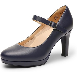 image:imageDREAM PAIRS Womens Pumps Close Toe Classic High Heels Round Toe Comfortable Low Platform Mary Jane Dress ShoesNavy