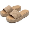 image:imageDREAM PAIRS Women Platform Slides Sandals Espadrilles Slip On Low Wedge Summer Open Toe Bohemia Dressy Beach Vacation ShoesTaupe