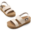image:imageDREAM PAIRS Womens Orthopedic Arch Support Platform Sandals Comfortable Cork Insole Low Wedges Sandals Flatform Summer Dress Shoes Cute Buckle Wedges for BeachBeige