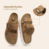 image:imageDREAM PAIRS Womens Platform Sandals Wedge Chunky Heel Slipon Comfort Slides with Arch Support Cork Footbed Adjustable Buckle Summer Slide SandalsBrown