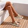 image:imageDREAM PAIRS Womens Platform Sandals Wedge Chunky Heel Slipon Comfort Slides with Arch Support Cork Footbed Adjustable Buckle Summer Slide SandalsGold