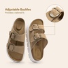 image:imageDREAM PAIRS Womens Platform Sandals Wedge Chunky Heel Slipon Comfort Slides with Arch Support Cork Footbed Adjustable Buckle Summer Slide SandalsTaupe