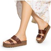 image:imageDREAM PAIRS Womens Platform Wedge Sandals with Arch Support Comfortable Beach Slipon Flat Sandals Casual 2Strap Cork Cushion Slides for WomenBrownpu