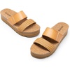 image:imageDREAM PAIRS Womens Platform Wedge Sandals with Arch Support Comfortable Beach Slipon Flat Sandals Casual 2Strap Cork Cushion Slides for WomenNaturalpu