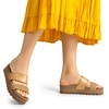 image:imageDREAM PAIRS Womens Platform Wedge Sandals with Arch Support Comfortable Beach Slipon Flat Sandals Casual 2Strap Cork Cushion Slides for WomenNaturalpu