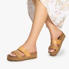image:imageDREAM PAIRS Womens Platform Wedge Sandals with Arch Support Comfortable Beach Slipon Flat Sandals Casual 2Strap Cork Cushion Slides for WomenNaturalpu