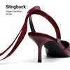 image:imageDREAM PAIRS Womens Slingback Lace Up Kitten Low Heel Closed Toe Ankle Strap Heels Pointed Toe Strappy Pumps Shoes Party Wedding Dress ShoesBurgundy
