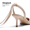 image:imageDREAM PAIRS Womens Slingback Lace Up Kitten Low Heel Closed Toe Ankle Strap Heels Pointed Toe Strappy Pumps Shoes Party Wedding Dress ShoesNude