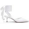 image:imageDREAM PAIRS Womens Slingback Lace Up Kitten Low Heel Closed Toe Ankle Strap Heels Pointed Toe Strappy Pumps Shoes Party Wedding Dress ShoesWhite