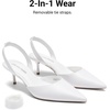 image:imageDREAM PAIRS Womens Slingback Lace Up Kitten Low Heel Closed Toe Ankle Strap Heels Pointed Toe Strappy Pumps Shoes Party Wedding Dress ShoesWhite