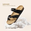 image:imageDREAM PAIRS Womens Thong Slide Sandals with Cork Footbed Open Toe Adjustable Slip On Slippers Comfort Flat Sandals for SummerBlack
