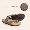 image:imageDREAM PAIRS Womens Thong Slide Sandals with Cork Footbed Open Toe Adjustable Slip On Slippers Comfort Flat Sandals for SummerBrown