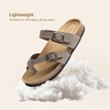 image:imageDREAM PAIRS Womens Thong Slide Sandals with Cork Footbed Open Toe Adjustable Slip On Slippers Comfort Flat Sandals for SummerBrown