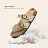 image:imageDREAM PAIRS Womens Thong Slide Sandals with Cork Footbed Open Toe Adjustable Slip On Slippers Comfort Flat Sandals for SummerNatural