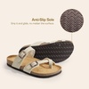 image:imageDREAM PAIRS Womens Thong Slide Sandals with Cork Footbed Open Toe Adjustable Slip On Slippers Comfort Flat Sandals for SummerNatural