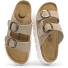 image:imageDREAM PAIRS Womens Platform Sandals Wedge Chunky Heel Slipon Comfort Slides with Arch Support Cork Footbed Adjustable Buckle Summer Slide SandalsBeige