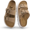 image:imageDREAM PAIRS Womens Platform Sandals Wedge Chunky Heel Slipon Comfort Slides with Arch Support Cork Footbed Adjustable Buckle Summer Slide SandalsTaupe