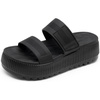 image:imageDREAM PAIRS Womens Platform Slip on Adjustable Sandals Lightweight Comfortable NonSlip Vacation Beach Chunky Open Toe Wedges for Summer Waterproof Shoes 2026All Black