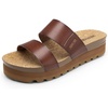 image:imageDREAM PAIRS Womens Platform Wedge Sandals with Arch Support Comfortable Beach Slipon Flat Sandals Casual 2Strap Cork Cushion Slides for WomenBrownpu
