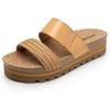 image:imageDREAM PAIRS Womens Platform Wedge Sandals with Arch Support Comfortable Beach Slipon Flat Sandals Casual 2Strap Cork Cushion Slides for WomenNaturalpu