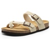 image:imageDREAM PAIRS Womens Thong Slide Sandals with Cork Footbed Open Toe Adjustable Slip On Slippers Comfort Flat Sandals for SummerNatural