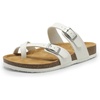 image:imageDREAM PAIRS Womens Thong Slide Sandals with Cork Footbed Open Toe Adjustable Slip On Slippers Comfort Flat Sandals for SummerWhite