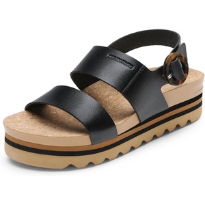 image:imageDREAM PAIRS Womens Orthopedic Arch Support Platform Sandals Comfortable Cork Insole Low Wedges Sandals Flatform Summer Dress Shoes Cute Buckle Wedges for BeachBlack