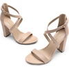 image:imageDREAM PAIRS 4 inch High Heels for Women Chunky Block Cross Strap Open Toe Dress Sandals for Wedding Bridal Evening Homecoming PromNude