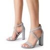image:imageDREAM PAIRS 4 inch High Heels for Women Chunky Block Cross Strap Open Toe Dress Sandals for Wedding Bridal Evening Homecoming PromSilver