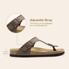 image:imageDREAM PAIRS Arch Support Thong Sandals for Women Casual Leather Flip Flops Dressy Slides with Soft Cork Footbed Adjustable Strap for Summer Beach VacationBrown