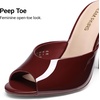image:imageDREAM PAIRS Mule Heels for Women High Heels Stiletto Open Round Peep Toe Mules Sandals Slip on Dress Shoes 2026 Sexy Heeled for Party Dressy Prom WeddingBurgundy