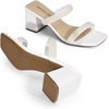 image:imageDREAM PAIRS Sandal Heels for Women Low Square Open Toe Block Chunky Heels Slip On Slides Mules for Party Homecoming DailyPure White