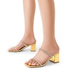 image:imageDREAM PAIRS Sandal Heels for Women Low Square Open Toe Block Chunky Heels Slip On Slides Mules for Party Homecoming DailyShiny Gold