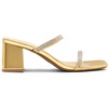 image:imageDREAM PAIRS Sandal Heels for Women Low Square Open Toe Block Chunky Heels Slip On Slides Mules for Party Homecoming DailyShiny Gold