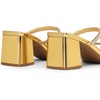 image:imageDREAM PAIRS Sandal Heels for Women Low Square Open Toe Block Chunky Heels Slip On Slides Mules for Party Homecoming DailyShiny Gold