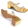 image:imageDREAM PAIRS Sandal Heels for Women Low Square Open Toe Block Chunky Heels Slip On Slides Mules for Party Homecoming DailyShiny Gold